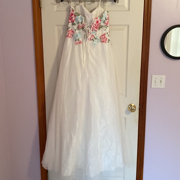 EUC Strapless Embroidered Prom Dress - Picture 6 of 13